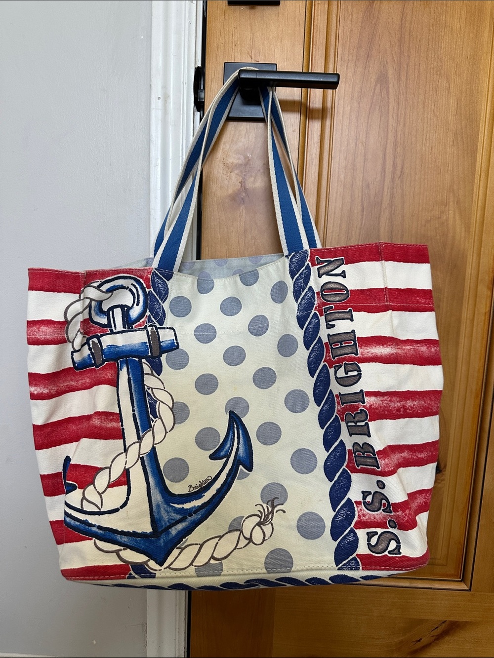 Brighton Nautical Red White and Blue Tote
